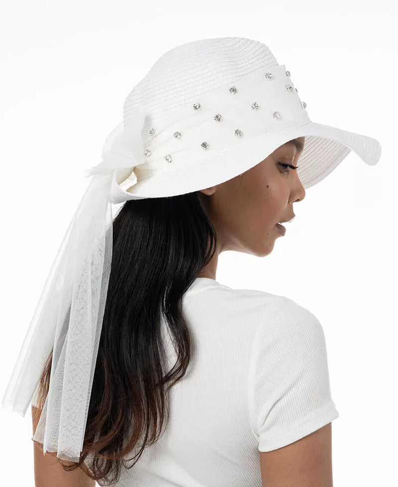 Women'S Rhinestone Bow Panama Hat