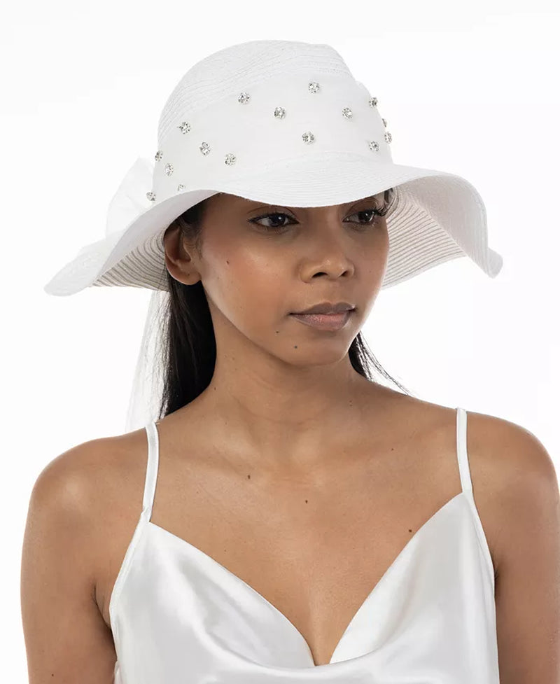 Women'S Rhinestone Bow Panama Hat