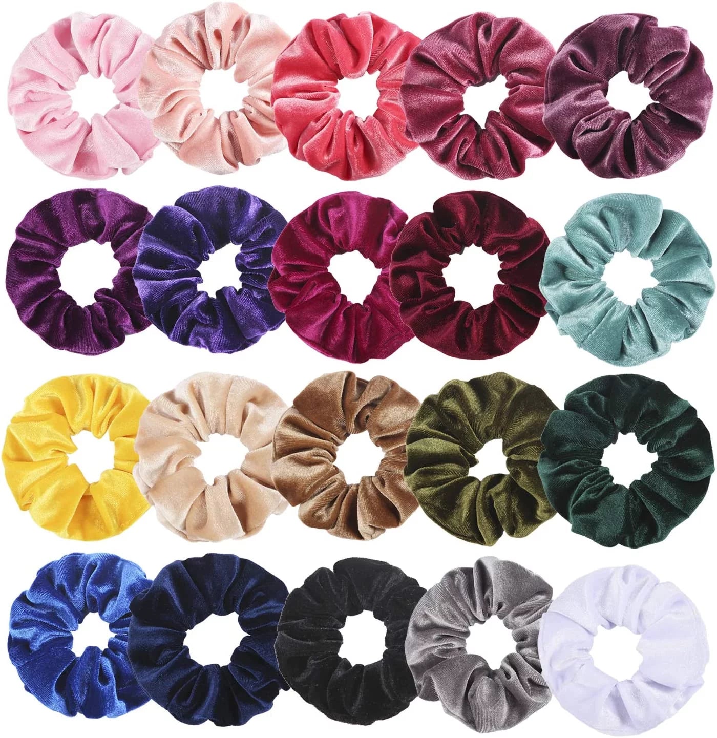 Velvet Scrunchies for Thick Hair, Hair Scrunchies for Women and Girls, Big Scrunchies for Ponytail Holder, with Storage Bag, 20 Pcs